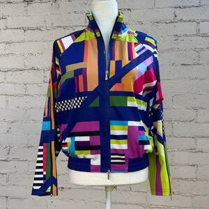 Sassy Jones Ulana Zip Sleeve Jacket Fiorella Abstract Size S
